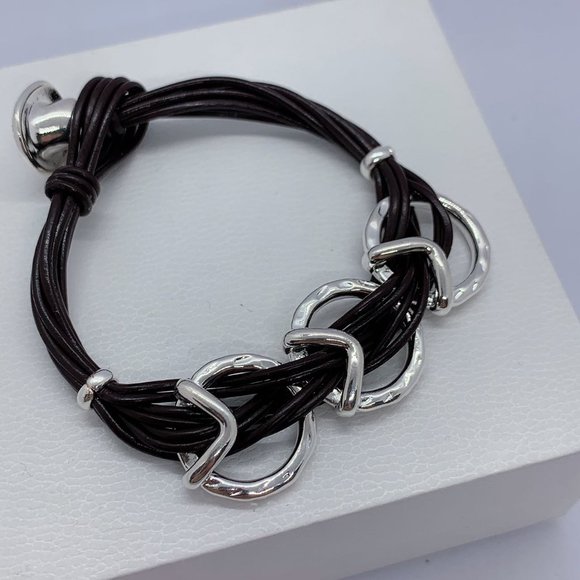 UNO de 50 STEPBYSTEP BRACELET + STEPS Necklace  Brown Leather Strips - Picture 10 of 17